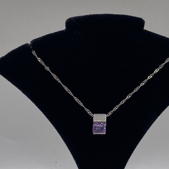 Vintage Park Lane 3 Piece Set Silver Tone Faux Amethyst Ring Sz7 Clip Earrings - Picture 10 of 14